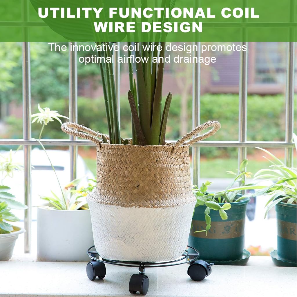 HASTHIP Plant Caddy On Wheel 10.6 inches Coil Wire Round Metal Plant Stand with Brake Wheels 360 Degree Moving Plant Caddy On Wheel Planter Stand Metal Plant Stand for Outdoor Indoor HASTHIP Plant Caddy On Wheel 10.6 inches Coil Wire Round Metal Plant Stand with Brake Wheels 360 Degree Moving Plant Caddy On Wheel Planter Stand Metal Plant Stand for Outdoor Indoor